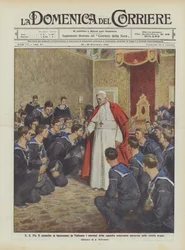 Pius X. lässt die Matrosen der amerikanischen Flotte, die in unseren Gewässern ankert, im Vatikan die Hand küssen